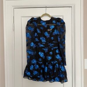 Zara Black and Blue Floral Dress